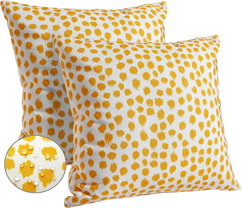 Outdoor Pillow Covers 20x20 Set of 2 Yellow Polka Dot Outdoor Waterproof Decorative Pillow Cases Summer Outdoor Sofa Bed Cushion Covers Home Decor...