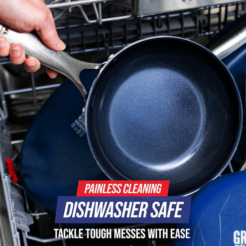 Blue Diamond 10" Nonstick Frying Pan Skillet, Diamond Infused PFAS & PTFE-Free Ceramic Pot, Dishwasher & Oven Safe, Stay Cool Handle, Durable Non ...