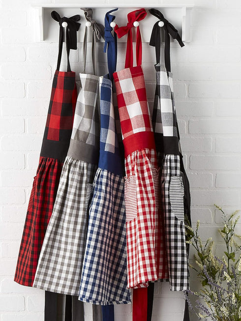 DII Kitchen Collection, Gingham Check, Red/Black, Apron...