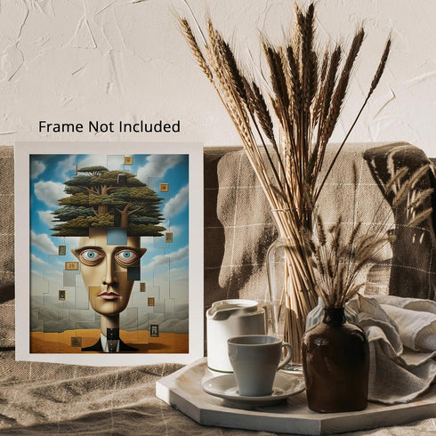 Posterizer 1 pcs-wide eyed head growing a tree-Abstract & Modern Art-Fantasy & Fiction Art-Gift for Art Lovers-Decor for Home & Office- UNFRAMED W...