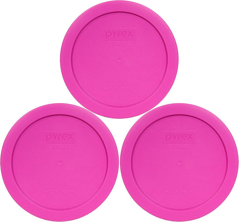 Pyrex 7201-PC Round 4 Cup Storage Lid for Glass Bowls (3, Pink)...