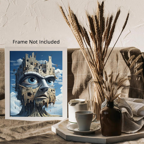 Posterizer 1 pcs-alien surreal face building-Abstract & Modern Art-Fantasy & Fiction Art-Gift for Art Lovers-Decor for Home & Office- UNFRAMED Wal...