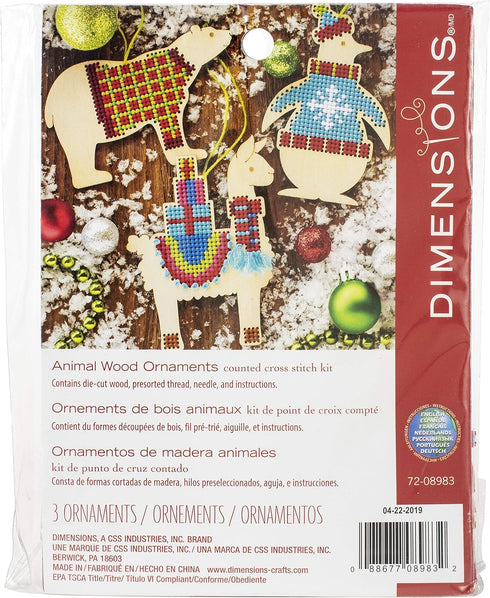 Dimensions Counted Cross Stitch, Animal Christmas Sweater Ornament Craft Kit, 3 Pc...