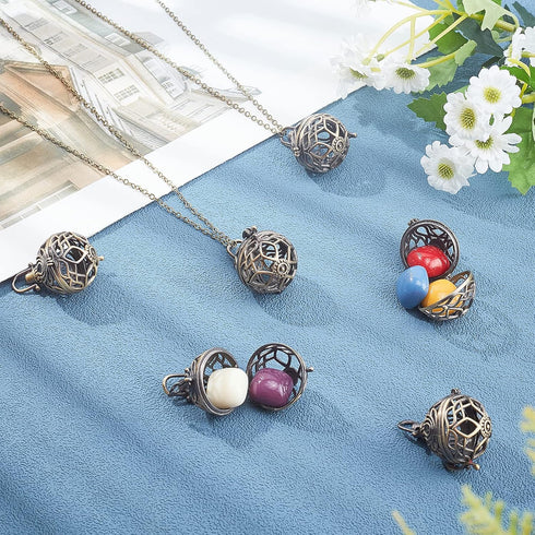 arricraft 10pcs Cage Pendants, Brass Locket Charms, Chime Ball Pendants, Locket for Necklaces Jewelry Making Supplies-Antique Bronze...