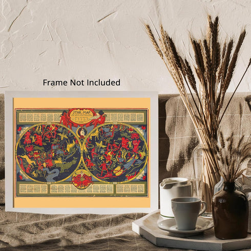 Posterizer 1 pcs-Ca. 1930 Vintage Star Map by Elizabeth Shurtleff-Astrology & Zodiac Art-Astronomy & Celestial Art-Gift for Steampunk and Astrolog...