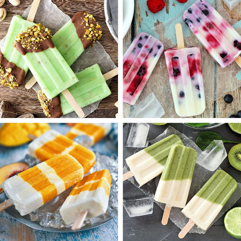 Ozera Popsicles Molds, 10-Cavity Popsicle Maker Molds Silicone Popsicle Molds, Homemade Popcical Molds Ice Pop Molds with 50 Popsicle Sticks, 50 P...