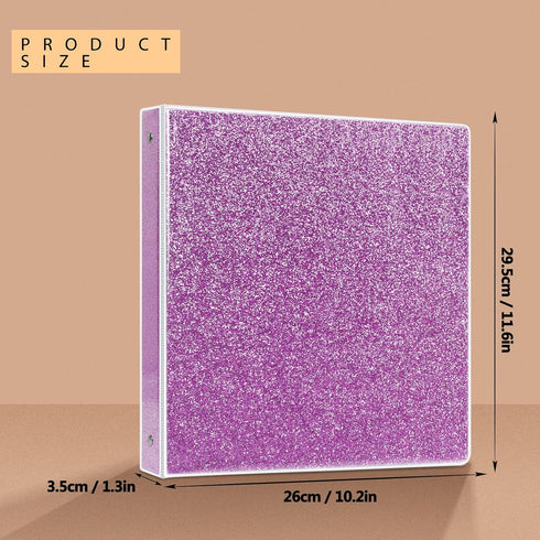 3 Ring Binder, Glitter 1 Inch Binder Organizer (10.5'' x 11.5'') Holds 8.5’’ x 11’’ Letter Size 300 Pages, Waterproof Durable View Binder, 1 Pack,...