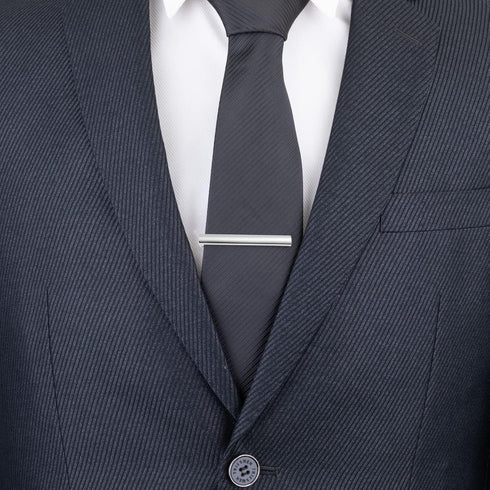 Mens Tie Bar Clip 2.1 Inch, Silver-tone, Black, Gray...