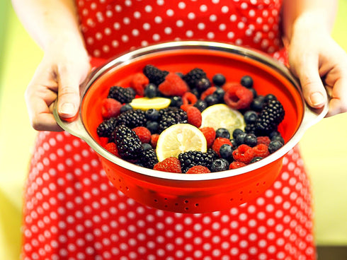 Collapsible Colander and Funnel - Stainless Steel Meets Red Silicone. RV Accessories for Inside, Camper Organization and Storage Idea, Motorhome, ...