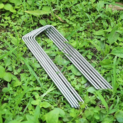 Garden Stakes, 6 Inch Galvanized Steel Landscape Staples, U-Shaped Ground Stakes, Stakes for Landscaping Securing Weed Barrier Fabric, Irrigation ...