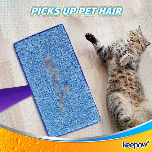 KEEPOW Reusable Wet Jet Pads Compatible with Swiffer Wet Jet Mop, Microfiber Mop Refill for Wet Mopping Cloths, Washable Replacement Refills for H...