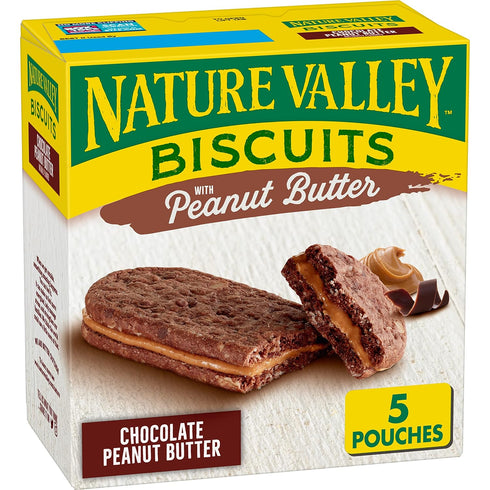 Nature Valley Biscuit Sandwiches, Chocolate Peanut Butter Snacks, 5 ct, 6.75 OZ...