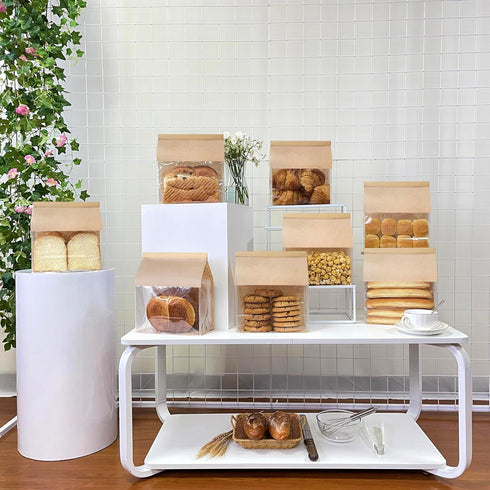 BIUBIU Large Bread Bags for Homemade Bread Sourdough Bread Bags Bakery Bags with Window Bread Loaf Bags Round Roll Buns Baked Loaves Packaging Bro...