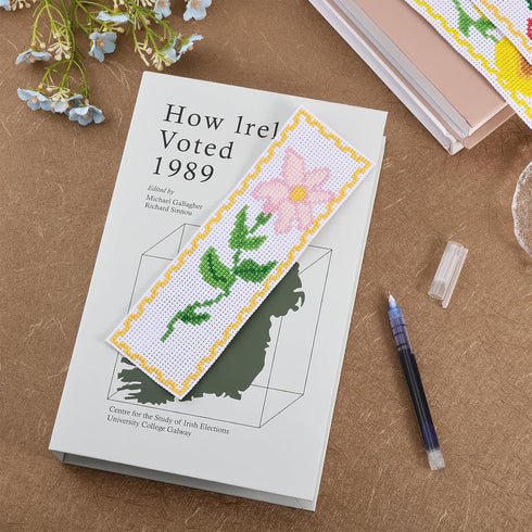 FREEBLOSS 6 Set Cross Stitch Bookmark Kit Cross Stitching Bookmark Vivid Flowers Designed Stamped Embroidery Bookmark with Instruction Cross Stitc...