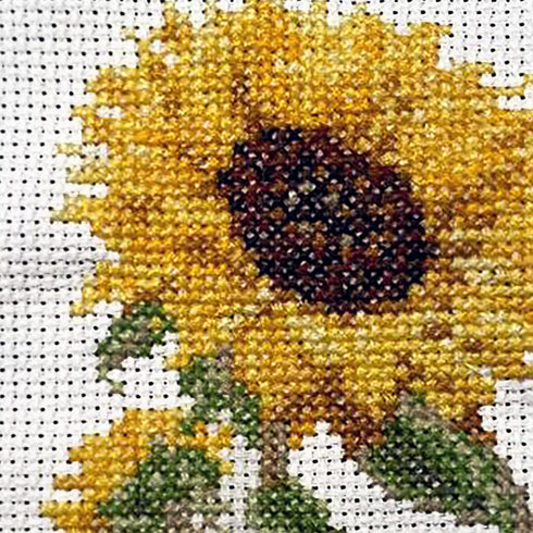DUTCH STITCH BROTHERS - Sunflower Counted Cross Stitch 6" Hoop and pattern included - Cross stitching kits for adults advanced and beginners...