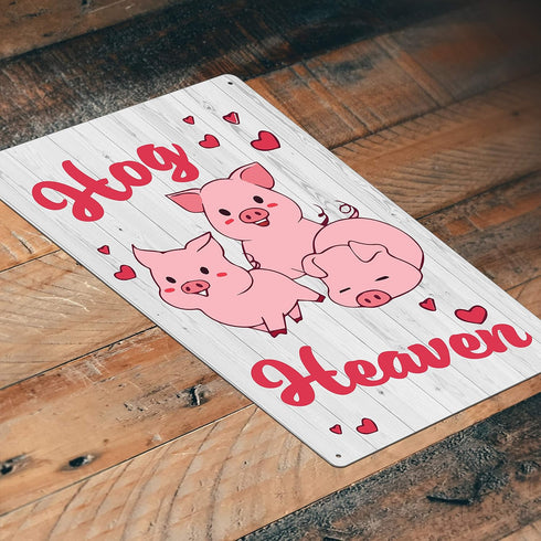 Pig Sign For Home Wall Decor | Metal Signs 12 x 8 in. Three Little Pigs Hog Heaven...