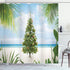 Ambesonne Christmas Shower Curtain, Tree Tinsel and Ornaments Tropical Island Sandy Beach Party Theme, Cloth Fabric Bathroom Decor Set with Hooks,...