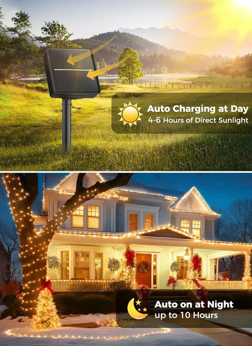 Solar String Lights for Outside, 2-Pack 200LED 78FT Total Solar Lights Outdoor IP65 Waterproof Solar Powered Lights with 8 Lighting Modes for Part...