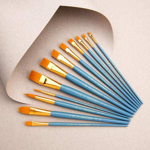 Royal Brush Manufacturing Royal and Langnickel Zip N' Close 12-Piece Brush Set, Medium Gold Taklon...