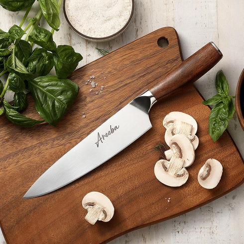 Chef Knife, Razor Sharp 8 Inch Kitchen Knife with Ebana Wood Handle High Carbon Stainless Steel Professional Cooking Chef's Knives with Gift Box...