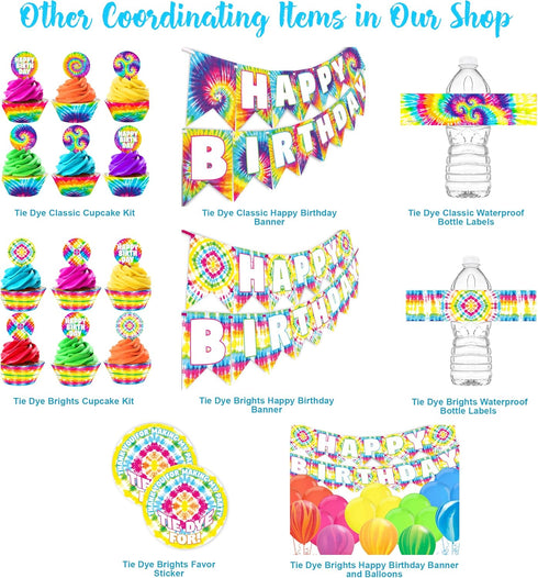 Tie Dye Waterproof Bottle Labels - 20 Bottle Labels - Tie Dye Party Decorations - Tie Dye Party Supplies - Rainbow Party Decorations - Rainbow Par...