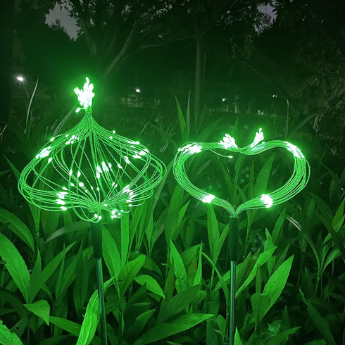JJGoo Solar Garden Lights Solar Firework Lights, 2 Pack 120 LEDs 2 Lighting Modes Solar Lights Outdoor Waterproof for Garden Patio Walkway Pathway...