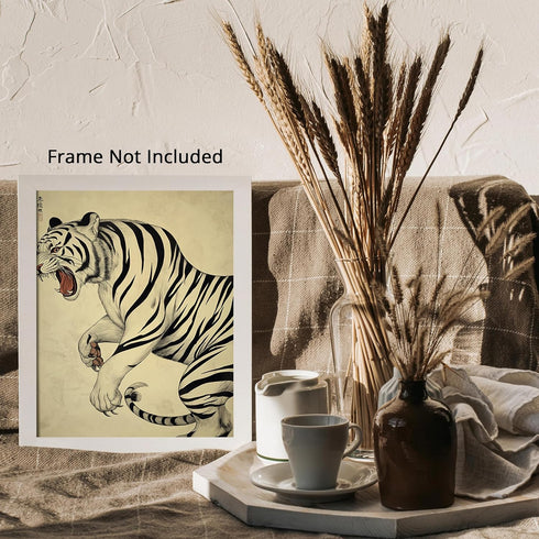 Posterizer 1 pcs-minimal asian art-fighting tiger-abstract art 2-Collectibles & Fine Art-Art for Animal Lovers-Living Room Bedroom Decor- unframed...
