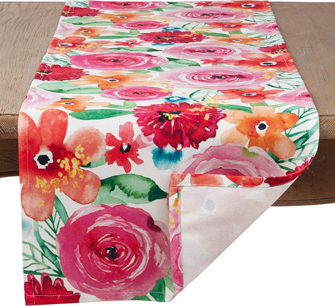 SARO LIFESTYLE Santa Monica Floral Table Runner, Multi, 16"x72"...