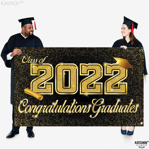 Class of 2022 Congratulations Graduate Banner -72x44 Inch Graduation Banner | Congratulations Banner Black and Gold Graduation Decorations 2022 | ...