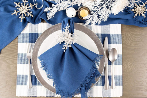 DII Buffalo Check Collection, Classic Farmhouse Placemat Set, 13x19, Navy & Cream, 6 Piece...