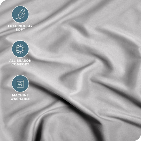 Bare Home Fitted Bottom Sheet Queen - Premium 1800 Microfiber - Ultra-Soft Wrinkle Free - Deep Pocket - Fitted Sheet (Queen, Light Grey)...
