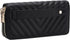 B BRENTANO Vegan Leather Double Zipper Pocket Wallet with Grip Hand Strap (Chevron Embroidered Black)...