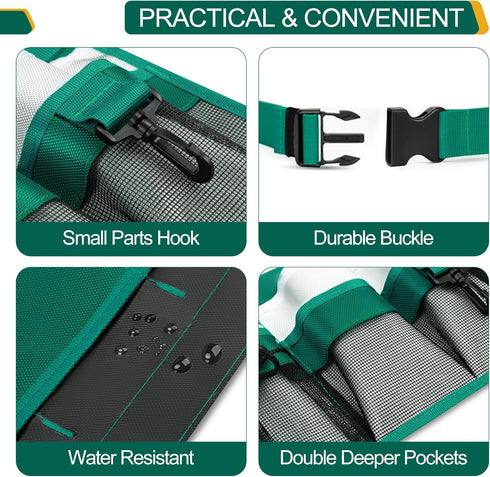 Garden Apron for Women, Adjustable Tool Belt with 8 Pockets - Heavy Duty Oxford Work Belt for Gardening, Construction (Green)...