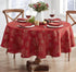 Newbridge Fancy Metallic Snowflake Christmas Fabric Tablecloth, 70 Inch Round, Red Gold, No-Iron Soil Resistant Sparkling Snowflakes Woven Holiday...