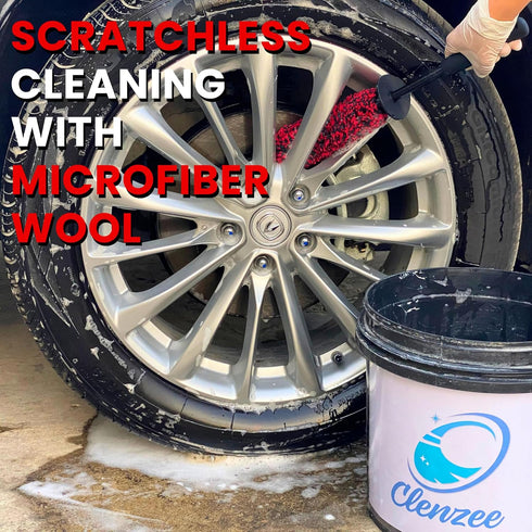 Premium Microfiber Wheel Cleaner Brush | Soft Non-Metallic Rim Cleaner Brush with Ergonomic Handle | Durable Wheel Brush for Cleaning Rims & Wheel...