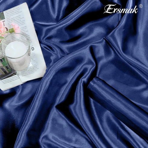 Navy Blue Satin Fabric by The Yard, 60" Wide Shiny & Soft Charmeuse Silky Satin Fabric for DIY Craft, Wedding Decorations, Sewing, 1 Yard...