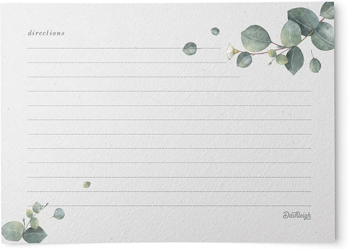 Eucalyptus Recipe Cards from Dashleigh, 48 Cards, 4x6 inches, Vintage Sage Green and Grey, Water-Resistant and Double-Sided...