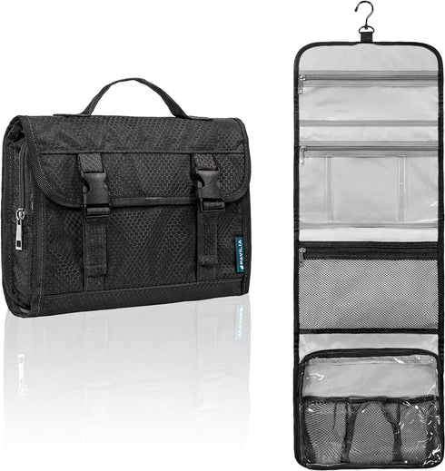 PAVILIA Travel Hanging Toiletry Bag for Women Men, Large Capacity Makeup Bag Kit, Waterproof Cosmetic Storage Organizer Case for Bathroom Shower, ...