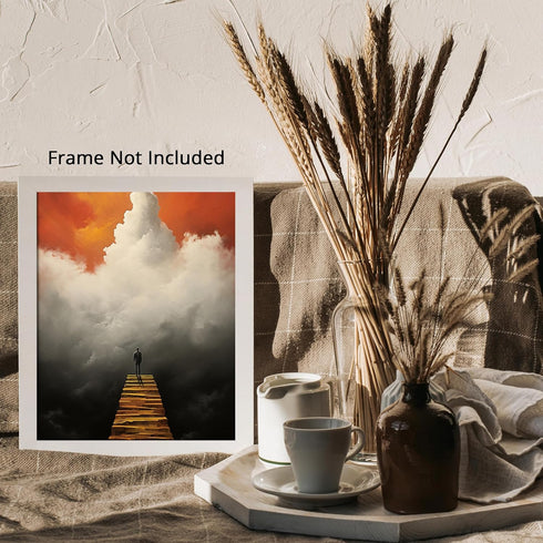 Posterizer 1 pcs-surreal artistic ladder in the sky-Abstract & Modern Art-Fantasy & Fiction Art-Gift for Art Lovers-Decor for Home & Office- UNFRA...