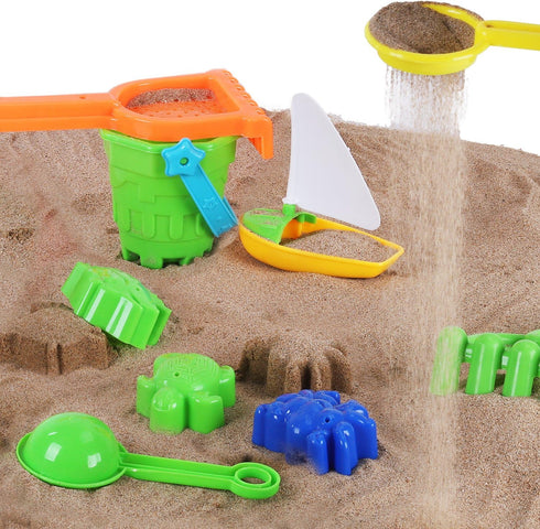 Liberty Imports Double Sand & Water Wheel Tower Beach Toy Set w/Built-in Funnel, Sieve, Bucket, Shovel, Rake, Animal Molds for Kids, Toddlers Play...