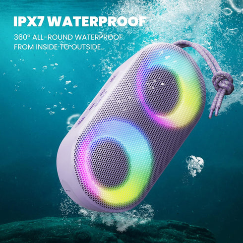 Portable Bluetooth Speakers with Lights,Teenager Gifts Speaker with Bass, 15W, IPX7 Waterproof, Bluetooth 5.3, 24H Playtime, Built-in MIC, TWS Por...