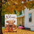 Welcome Fall Highland Cow Garden Flag 12x18 Inch Double Sided Burlap, Farmhouse Pumpkins Cow Yard Decor Seasonal Flowers Porch Flag for Rustic Aum...