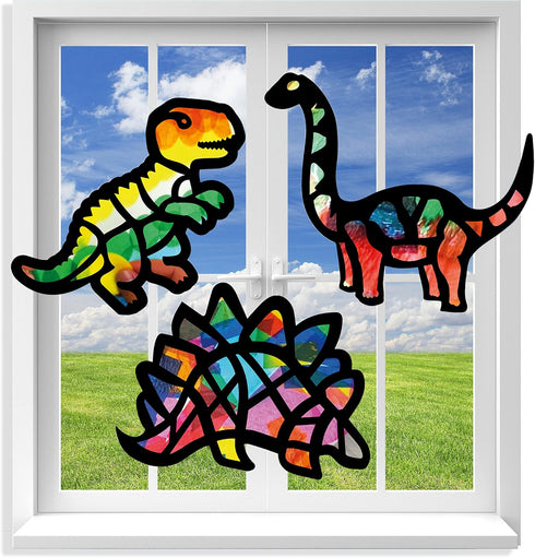 Suncatchers Craft 3 Sets (9 Cutouts) w Tissue Papers Stained Glass Effect Paper Sun Catcher Kit, Window Art, Classroom Crafts, Creative Art Projec...