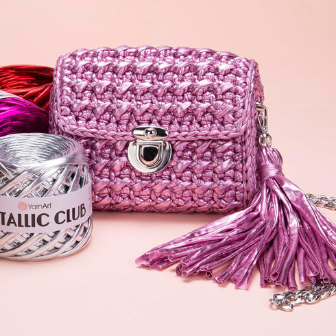 YarnArt Metallic Club Yarn Super Bulky T-Shirt Yarn 100% Polyester Yarn 6.35 oz / 180 gr, 60 yrds / 55 Meters, Shiny Colors, Handbag Yarn, Rug, Ch...