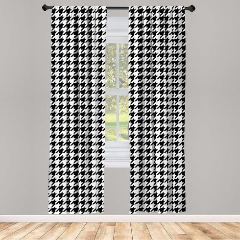 Ambesonne Modern Curtains, Illustration of Bizarre Shapes Houndstooth Inspired Graphics, Window Treatments 2 Panel Set for Living Room Bedroom, Pa...