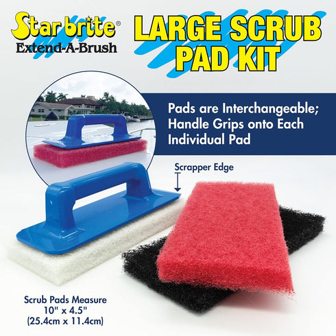 STAR BRITE XL Multi-Texture Scouring Scrub Pad Kit with Interchangeable Handle - Ideal for Big Jobs, Home and Outdoor Cleaning - Includes Fine, Me...