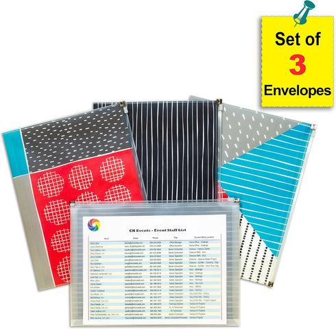 C-Line Zip 'N Go Reusable Poly Envelope, Playful Pops Design, Pack of 3 (54610)...