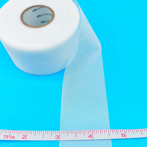 Misswendyfuse Fusible batting, Seam Batting Tape for quilt Sewing, Single-Side Adhesive Warp-Knitted Stretchy Fabric,white?2 Rolls,1.57" Wide, 15 ...