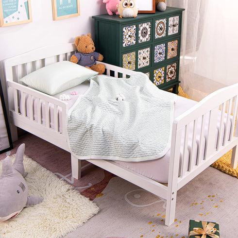 NTBAY Jersey Cotton Quilted Toddler Blanket, Breathable and Warm for Boys and Girls Baby Blanket, 30x40 Inches, Grey Wave...