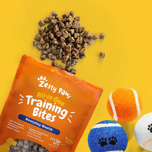 Zesty Paws Training Treats for Dogs & Puppies - Hip, Joint & Muscle Health - Immune, Brain, Heart, Skin & Coat Support - Bites with Fish Oil Omega...